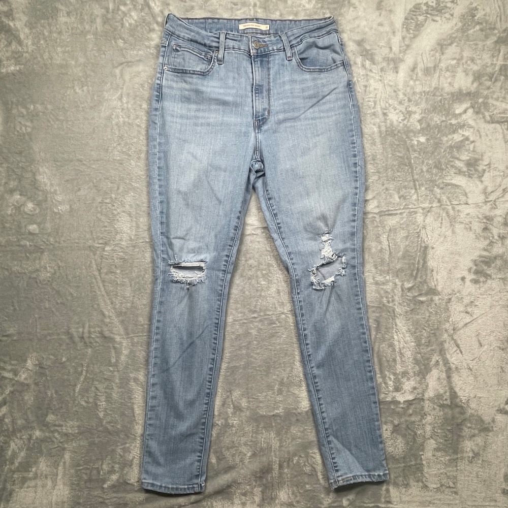 Levi's 721 High Rise Skinny Jeans Womens 31 Light Wash Blue Distressed